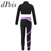 Dievčenské športové oblečenie, súpravy, tepláková súprava, detské športové oblečenie s dlhým rukávom a legínami na gymnastiku, cvičenie, jogu, športový oblek