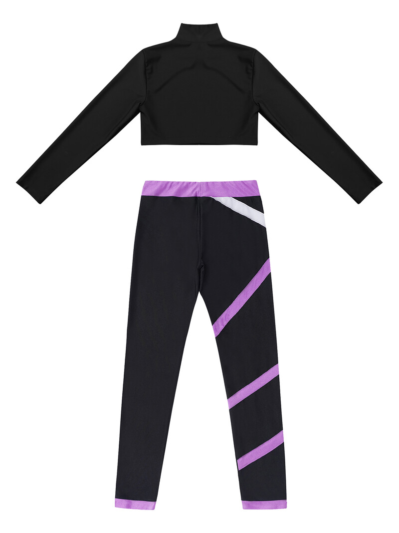 Dievčenské športové oblečenie, súpravy, tepláková súprava, detské športové oblečenie s dlhým rukávom a legínami na gymnastiku, cvičenie, jogu, športový oblek