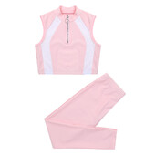 2Pcs Sportska odjeća za djecu i djevojčice Skraćeni top i hlače bez rukava i ovratnik bez rukava Dječja gimnastička odjeća za vježbe trčanja