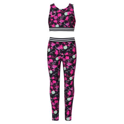 Деца Момиче Спортно облекло Анцуг Камуфлаж Тренировка Балет Гимнастика Екипировка Без ръкави Racer Back Потници Кратко горнище + клин Панталони