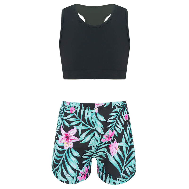 Комплекти за йога 2PCS Деца Момичета Анцуг Фитнес Спортен сутиен Топ и къси панталони Балет Гимнастика Екипи Детски танцуващи комплекти спортни дрехи