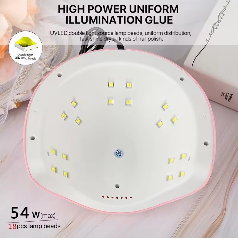 SX4P Black Screen Nail Art Fototerapijos aparatas Greitai džiūsta kepimo lempos įrankių rinkinys Baked Nails LED šviesos džiovintuvas Quick Dry 54W