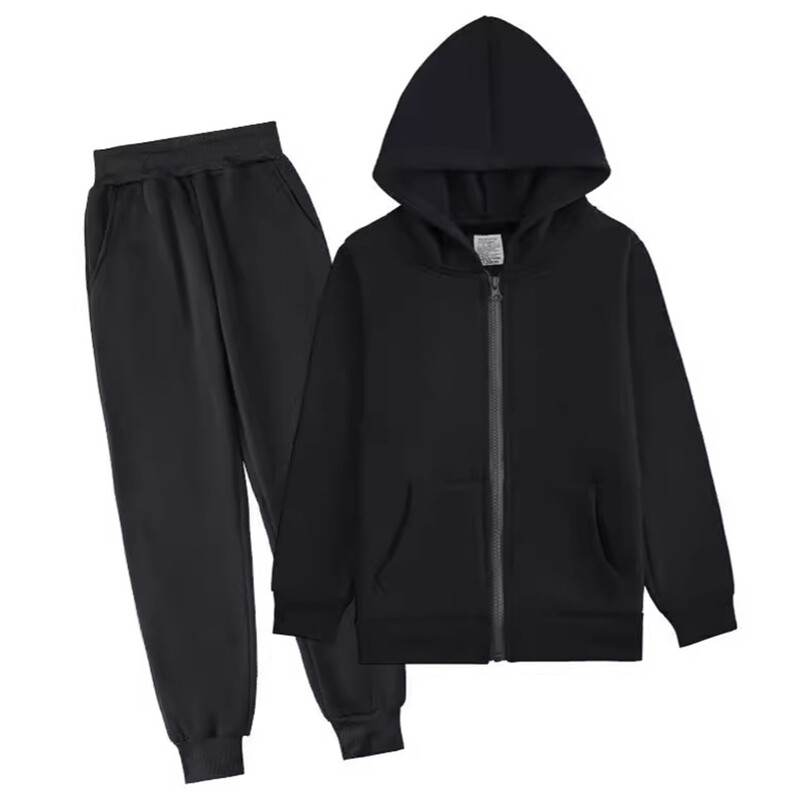 Unisex Sportsko odijelo s podstavom od flisa za djecu, dječake, djevojčice, trenerka za trčanje, biciklizam, kampiranje, majica s kapuljačom na patentni zatvarač i hlače