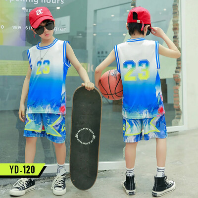Детско облекло, костюм, момче, момиче, Баскетболни фланелки, комплект фланелки за начално училище, екипна униформа, тренировъчна жилетка