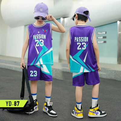 Детско облекло, костюм, момче, момиче, Баскетболни фланелки, комплект фланелки за начално училище, екипна униформа, тренировъчна жилетка