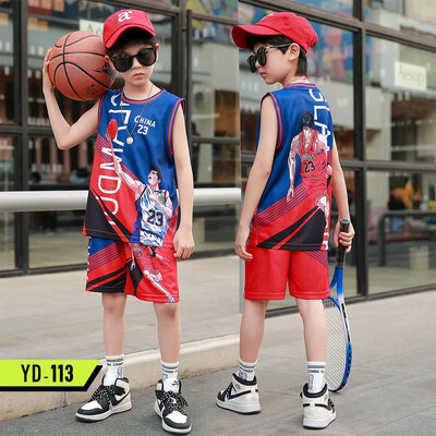 Детско облекло, костюм, момче, момиче, Баскетболни фланелки, комплект фланелки за начално училище, екипна униформа, тренировъчна жилетка