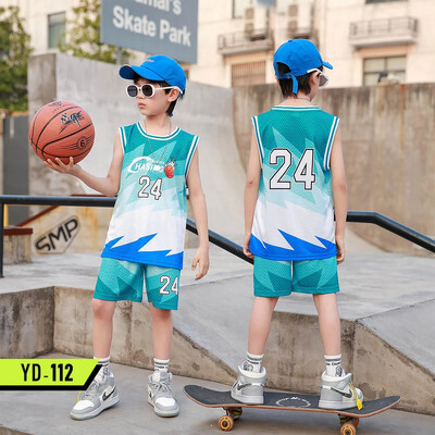 Детско облекло, костюм, момче, момиче, Баскетболни фланелки, комплект фланелки за начално училище, екипна униформа, тренировъчна жилетка
