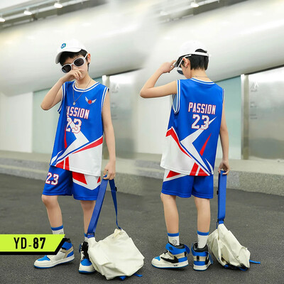 Детско облекло, костюм, момче, момиче, Баскетболни фланелки, комплект фланелки за начално училище, екипна униформа, тренировъчна жилетка