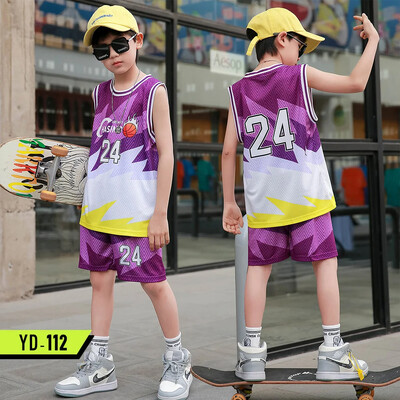 Детско облекло, костюм, момче, момиче, Баскетболни фланелки, комплект фланелки за начално училище, екипна униформа, тренировъчна жилетка