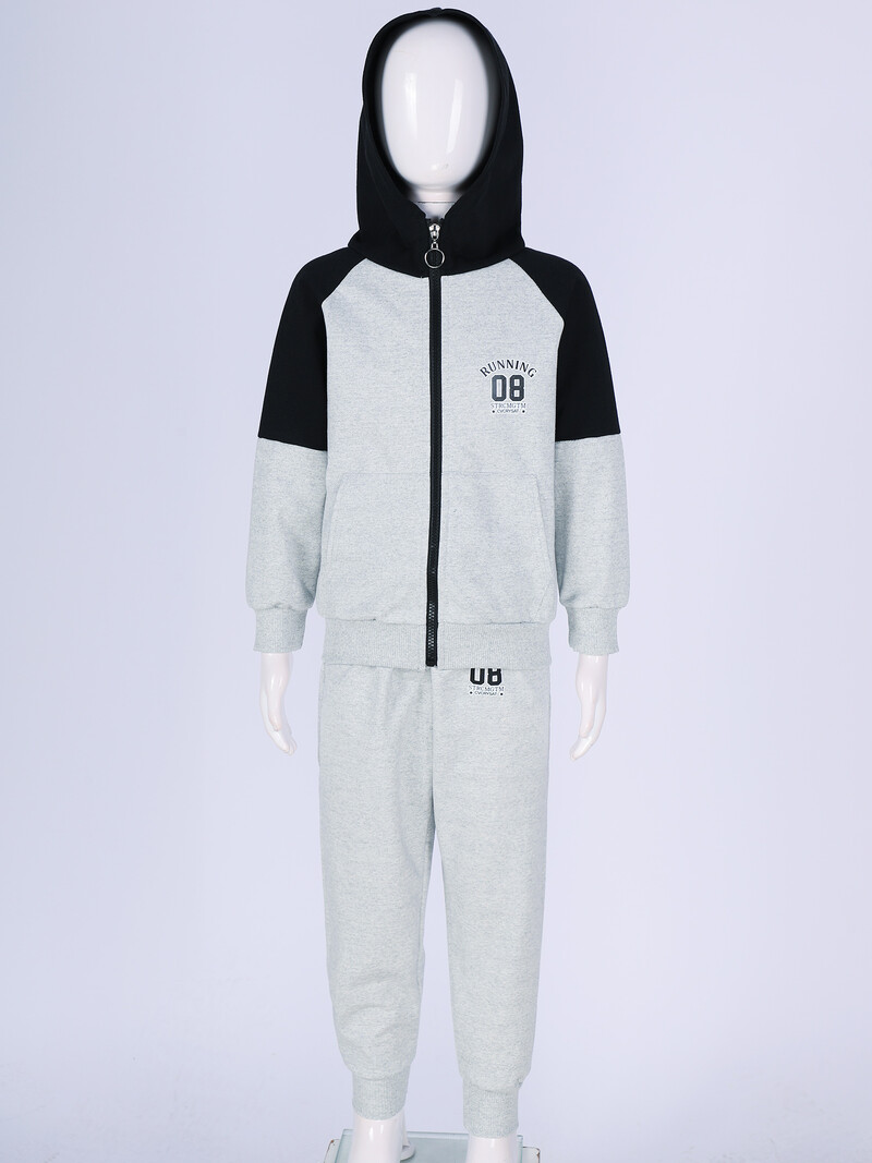 Sportska odjeća za dječake Kompleti ležerne odjeće Proljeće Jesen Trenirka s kapuljačom i patentnim zatvaračem u boji, kaput + duge hlače Odijelo za trčanje