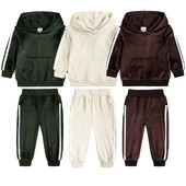 2024 г. Детски суичъри с качулки за малки деца Комплект от плътно кадифе Пролет Есен Бебе момче Момиче Анцуг Дрехи за деца Спортни екипи
