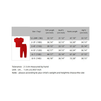 Модно детско облекло за малки момичета, комплекти от 2 части, памучна плътна ежедневна тениска + панталони с ластик на талията, тоалети за малки деца 1-6 години