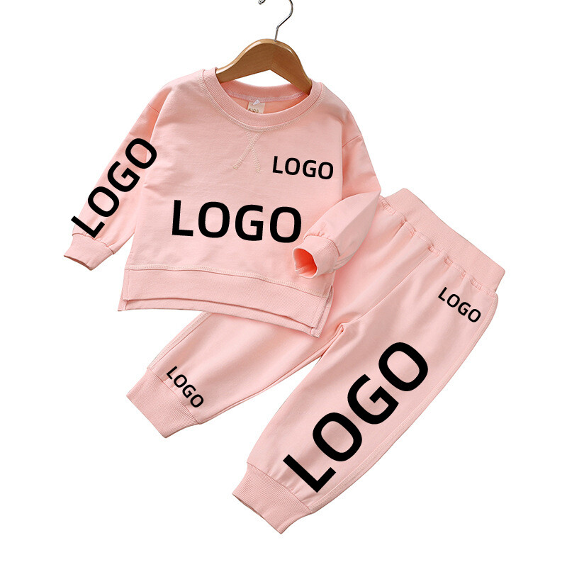 Jesenska korejska dječja odjeća za dječake i djevojčice Dodajte svoj logotip Široka trenirka Prilagođeni puloveri Top+hlače Kompleti od 2 kom. Kompleti odjeće za bebe