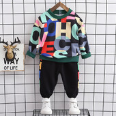 Пролетен комплект дрехи за момчета Моден есенен детски спортен костюм Детски щампи Качулки+панталони 2 бр./компл. 1 2 3 4 5 г Анцуг за малки момчета