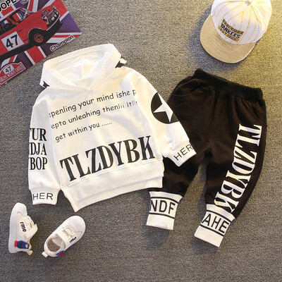 Детски дрехи Бебе момче Качулки с букви Комплекти панталони Ежедневна мода Пролет Есен Облекло за бебета Детски костюм за малко дете 1 2 3 4 5 години