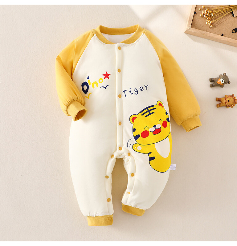 Бебешки гащеризон есен и зима Клас А чист памук без кости дрехи за новородени капитонирани и удебелени мъжко и женско бебешко горно облекло