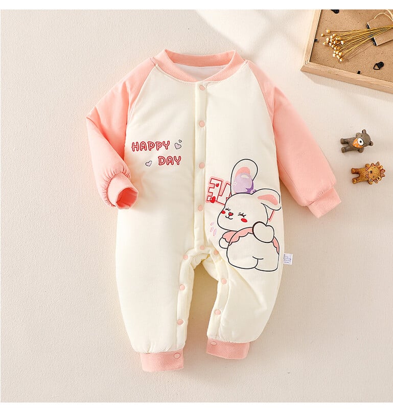 Бебешки гащеризон есен и зима Клас А чист памук без кости дрехи за новородени капитонирани и удебелени мъжко и женско бебешко горно облекло