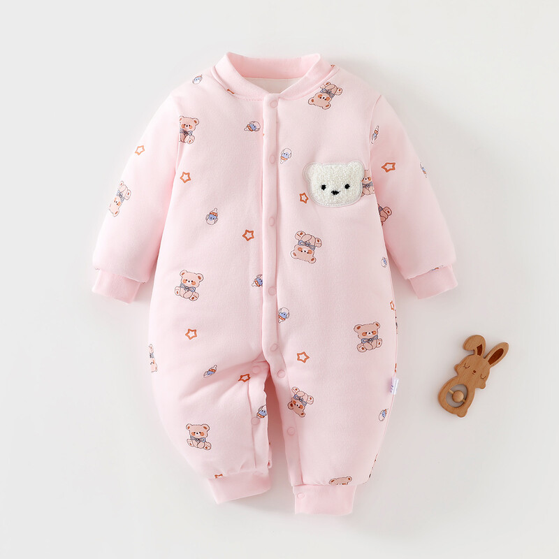 Бебешки гащеризон есен и зима Клас А чист памук без кости дрехи за новородени капитонирани и удебелени мъжко и женско бебешко горно облекло