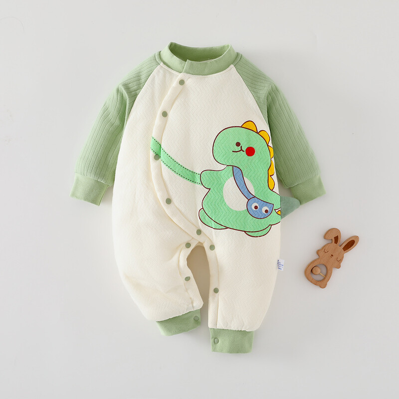 Бебешки гащеризон есен и зима Клас А чист памук без кости дрехи за новородени капитонирани и удебелени мъжко и женско бебешко горно облекло