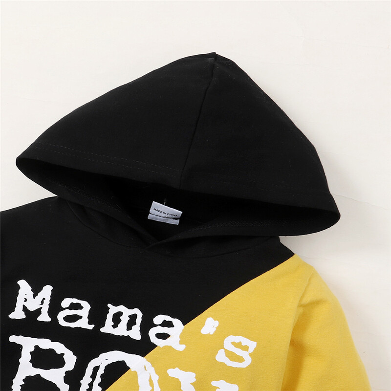 1-6 години Детски костюм за момчета Mama's Boy Горнище с дълъг ръкав с качулка + панталон Ежедневно облекло Дете Бебе момче Моден комплект спортни костюми