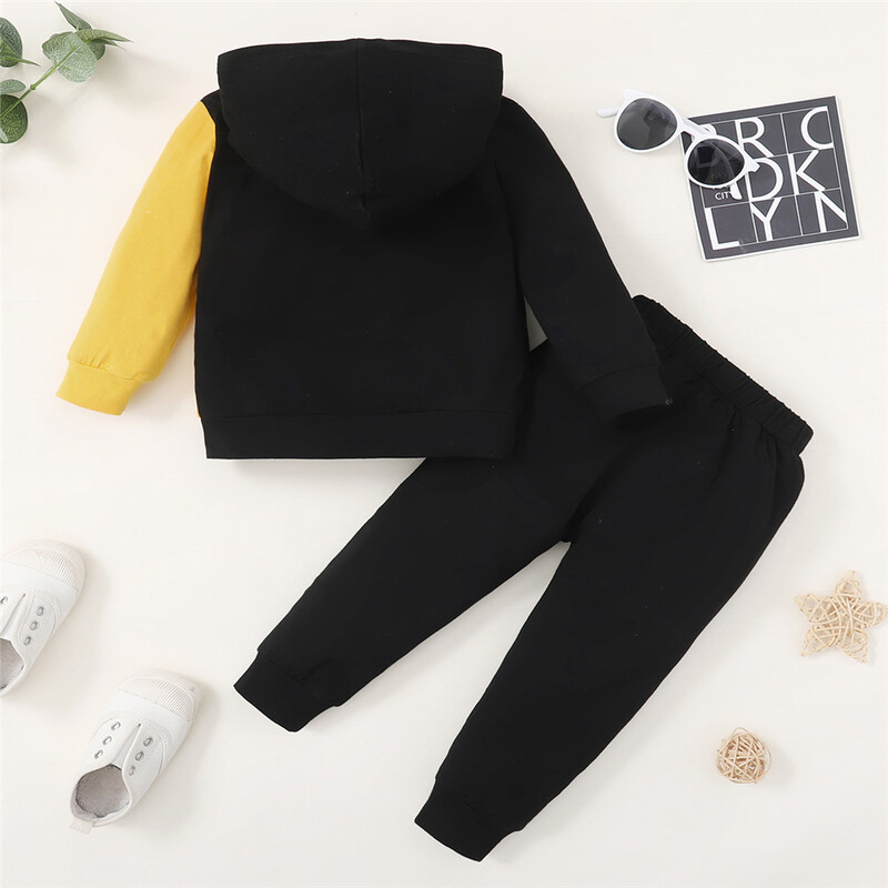 1-6 години Детски костюм за момчета Mama's Boy Горнище с дълъг ръкав с качулка + панталон Ежедневно облекло Дете Бебе момче Моден комплект спортни костюми