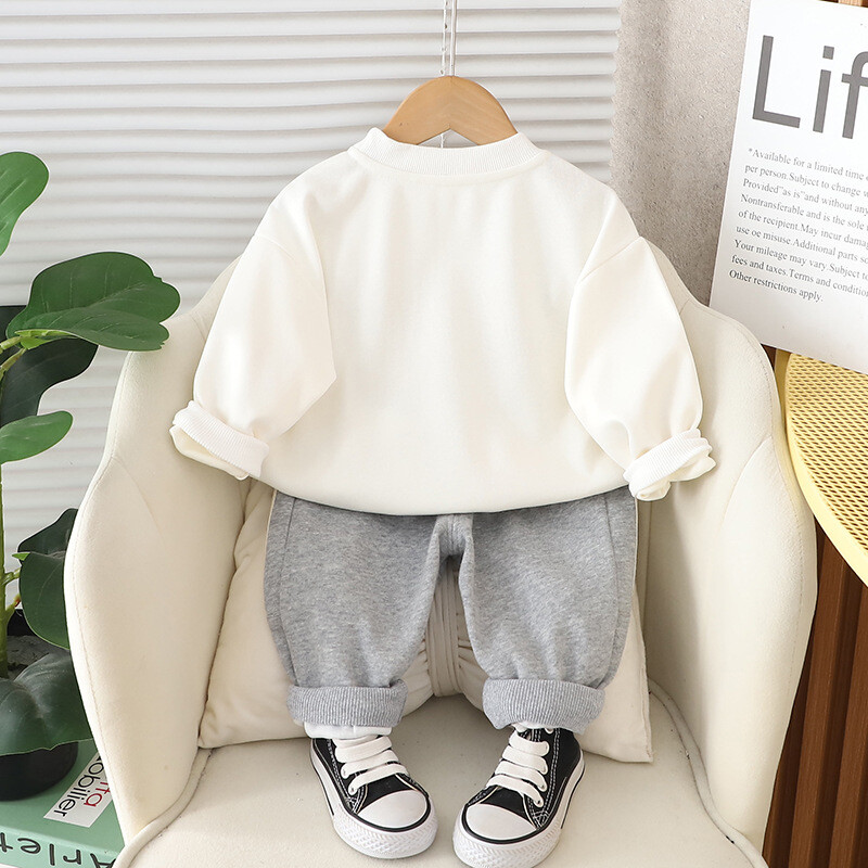 Есенни екипи за малки момчета 1-5 години Детски суичъри с щампи на динозаври и дълги панталони Комплект от 2 бр. Детски есенен ежедневен костюм