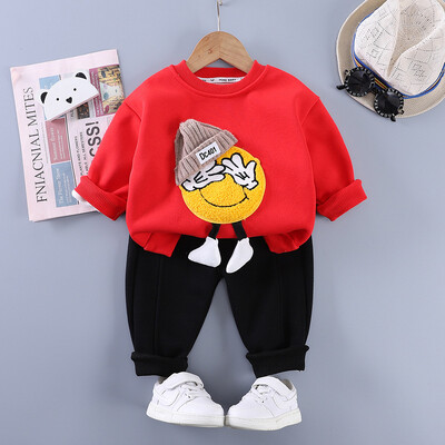 Modni pulover i udobne trenirke za dječake od 2 komada, dječji set dugih rukava s okruglim izrezom za dnevnu upotrebu i nošenje na otvorenom