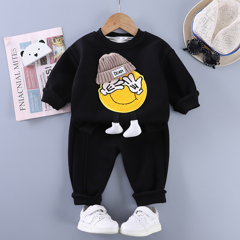 Modni pulover i udobne trenirke za dječake od 2 komada, dječji set dugih rukava s okruglim izrezom za dnevnu upotrebu i nošenje na otvorenom