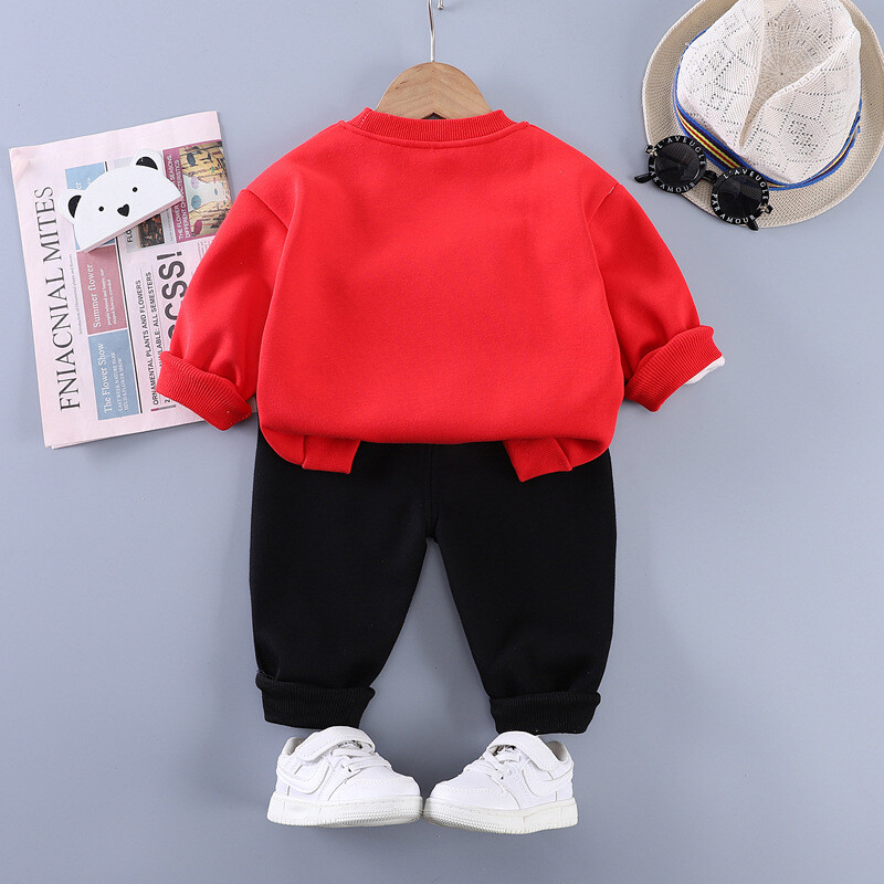 Modni pulover i udobne trenirke za dječake od 2 komada, dječji set dugih rukava s okruglim izrezom za dnevnu upotrebu i nošenje na otvorenom