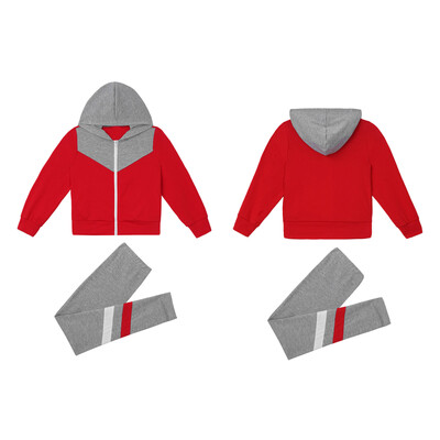 2021 Нови комплекти от две части Детски спортни екипи Спортно облекло Анцуг с преден цип Горнища и панталони с качулка Ежедневни спортни костюми от 2 бр.