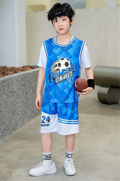 Novi prozračni košarkaški dres 23/24 za dječake i djevojčice koji trče lažni dvodijelni komplet dječje timske uniforme za obuku u osnovnoj školi