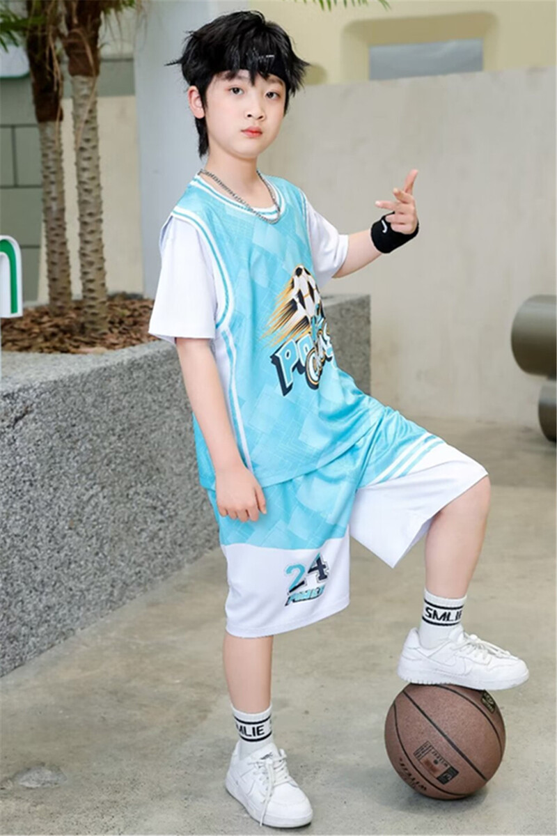 Novi prozračni košarkaški dres 23/24 za dječake i djevojčice koji trče lažni dvodijelni komplet dječje timske uniforme za obuku u osnovnoj školi