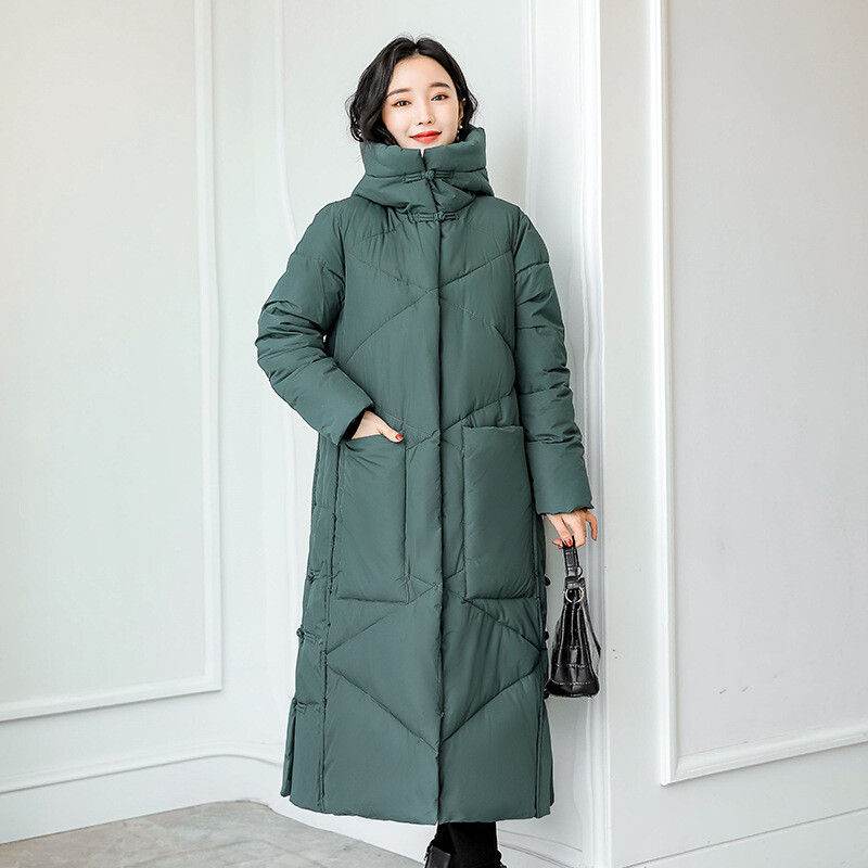 Ženska puhasta jakna iznad koljena Sjeveroistočna podebljana zimska odjeća Nova moda 2021. topla jakna srednje dužine s kapuljačom u korejskom stilu