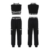 Детски спортен костюм за момичета, без ръкави, ремъци, шевове, изрязани горнища и комплект клинове, анцуг, костюм за фитнес, бягане, танци, тренировъчни екипи