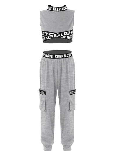 Детски спортен костюм за момичета, без ръкави, ремъци, шевове, изрязани горнища и комплект клинове, анцуг, костюм за фитнес, бягане, танци, тренировъчни екипи