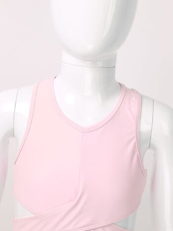 Детски спортни костюми за момичета Без ръкави Racer Back Gym Yoga Dance Sport Top и панталони с щампи с букви Фитнес екипи Детски анцуг