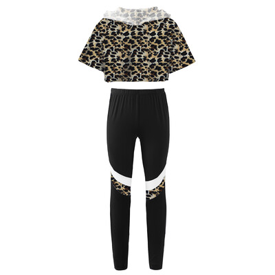 Dječja sportska odjeća za djevojčice, majica kratkih rukava i majica s kapuljačom, majice i hlače, 2 kom. dječja majica s kapuljačom, sportska odjeća za teretanu, komplet za jogu