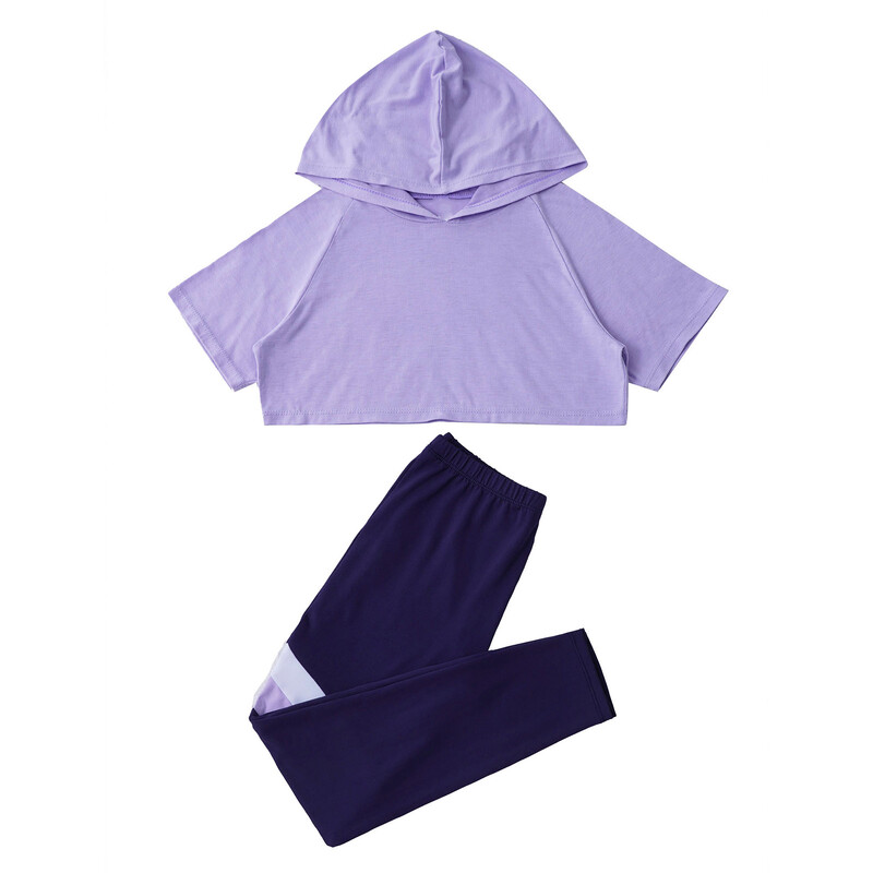 Dječja sportska odjeća za djevojčice, majica kratkih rukava i majica s kapuljačom, majice i hlače, 2 kom. dječja majica s kapuljačom, sportska odjeća za teretanu, komplet za jogu