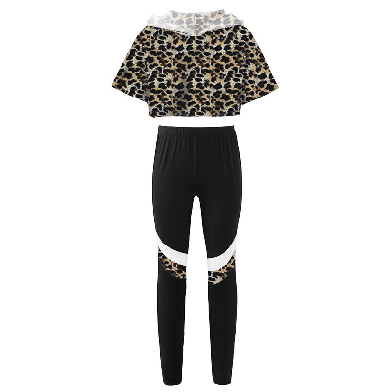 Dječja sportska odjeća za djevojčice, majica kratkih rukava i majica s kapuljačom, majice i hlače, 2 kom. dječja majica s kapuljačom, sportska odjeća za teretanu, komplet za jogu