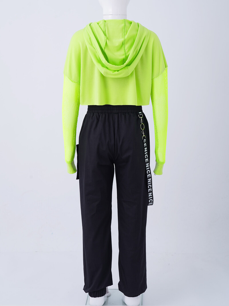 Jazz komplet za djevojčice od 3 komada Hip hop plesni kostim s kapuljačom, majice s kratkim rukavima i kratke majice bez rukava i hlače Jazz Moderna odjeća za ulični ples