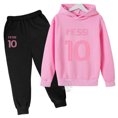 Set Copii Imprimat Messi 10 Moda Stradă Băieți și Fete Hanorac Sport Toamna+Pantaloni Sport Sport în aer liber în două piese