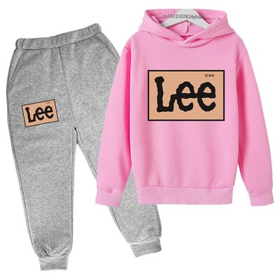 Детски семпъл ежедневен печат с букви 2 бр. Пролет Есен Пуловер Суичър + Панталони Анцузи 2-13 години Момчета Момичета Streetwear Комплекти дрехи