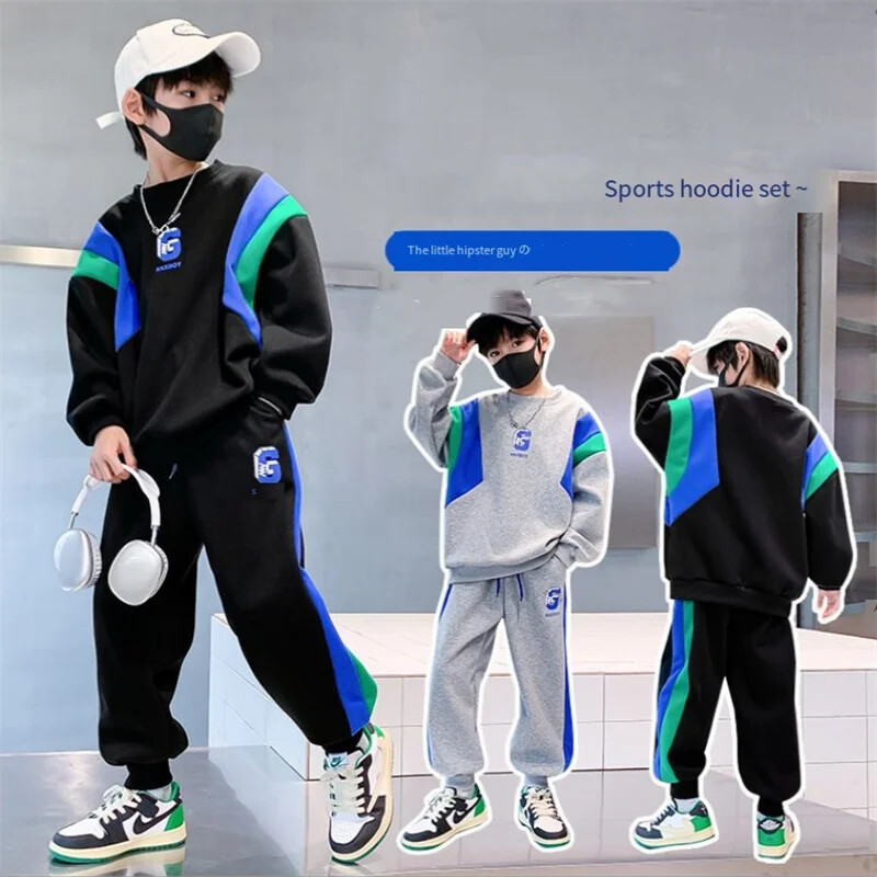 Jesenska odjeća za tinejdžere Dječja majica s vezom i komplet hlača s vezom, modni gornji i donji dio 2-dijelne trenirke