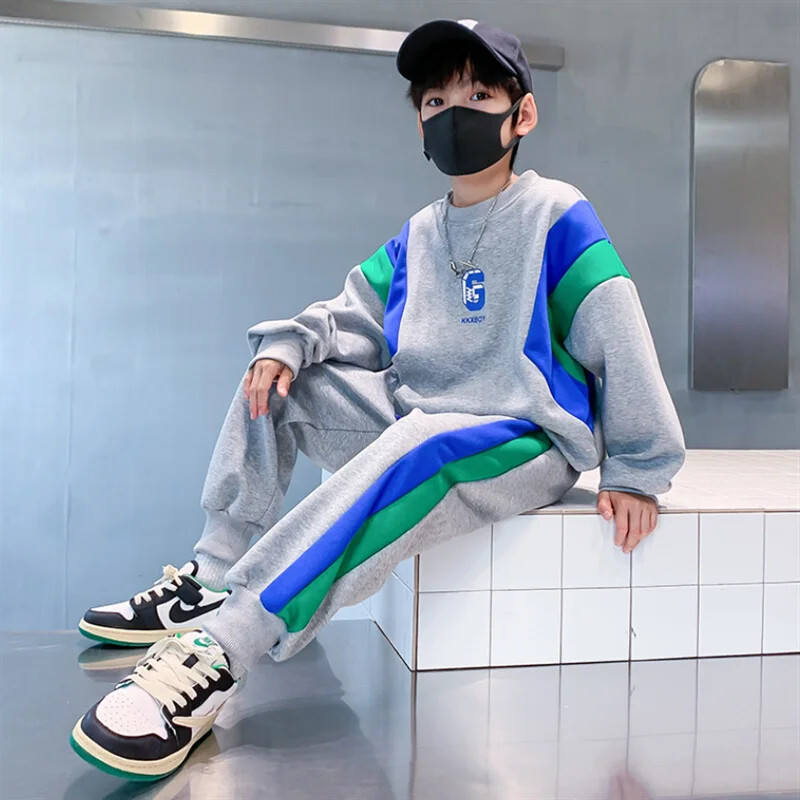 Jesenska odjeća za tinejdžere Dječja majica s vezom i komplet hlača s vezom, modni gornji i donji dio 2-dijelne trenirke