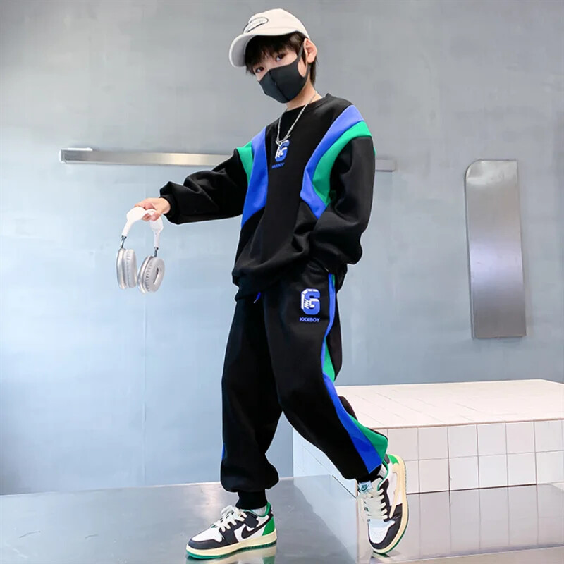 Jesenska odjeća za tinejdžere Dječja majica s vezom i komplet hlača s vezom, modni gornji i donji dio 2-dijelne trenirke