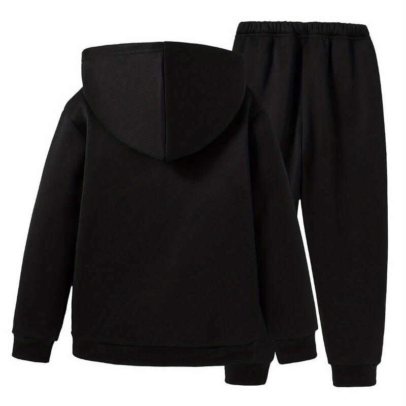 Pavasara un rudens zēnu ērts flīsa kapucis, ikdienas skriešanas kostīms Izpārdots sporta svītrains ar burtiem apdrukāts kapuces uzvalks 4T-14T