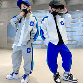 Zēnu pavasara/rudens svītru sporta apģērbu komplekts bērnu modes burtiem mēteļu bikses 2 daļīgs pusaudžu ikdienas treniņtērps 4–12 gadi