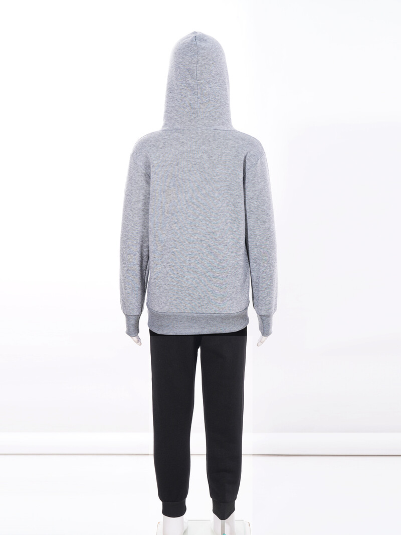 Bērni, zēni, meitenes, ar burtiem apdrukāti sporta tērpi, sporta tērpi ar garām piedurknēm, kapuci ar kapuci, ar elastīgu jostasvietu biksēm