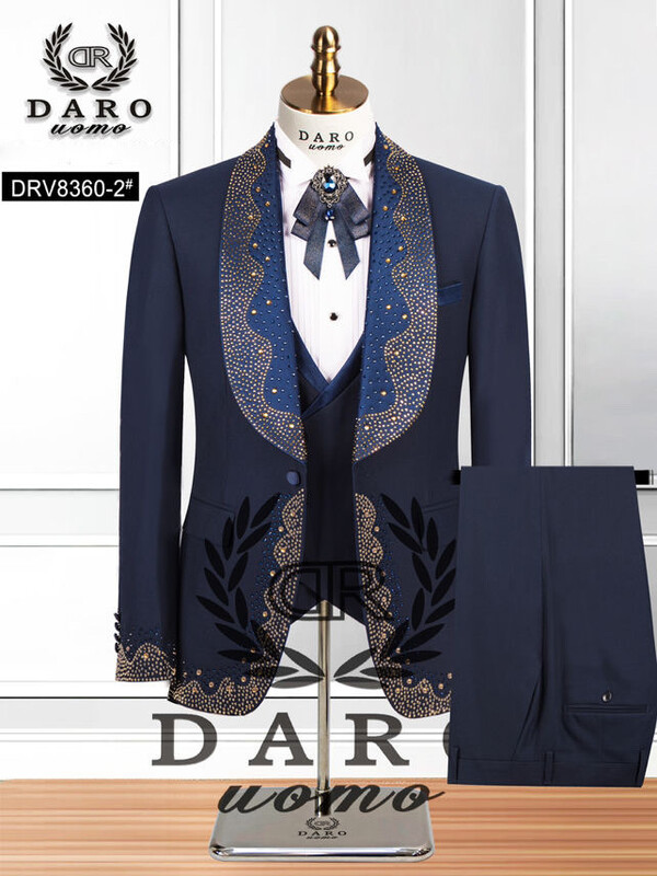  Hot Diamond Collar Vyriškas kostiumas Trijų dalių vestuvinė suknelė  