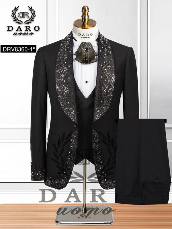  Hot Diamond Collar Vyriškas kostiumas Trijų dalių vestuvinė suknelė  